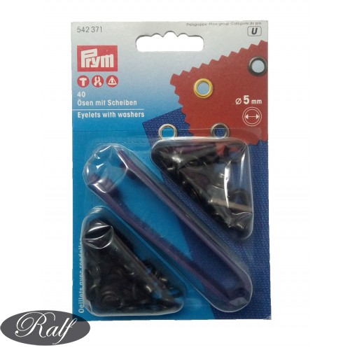 Set ocheti cu dispozitiv de atasare, finisaj negru - 5mm - Prym 542371